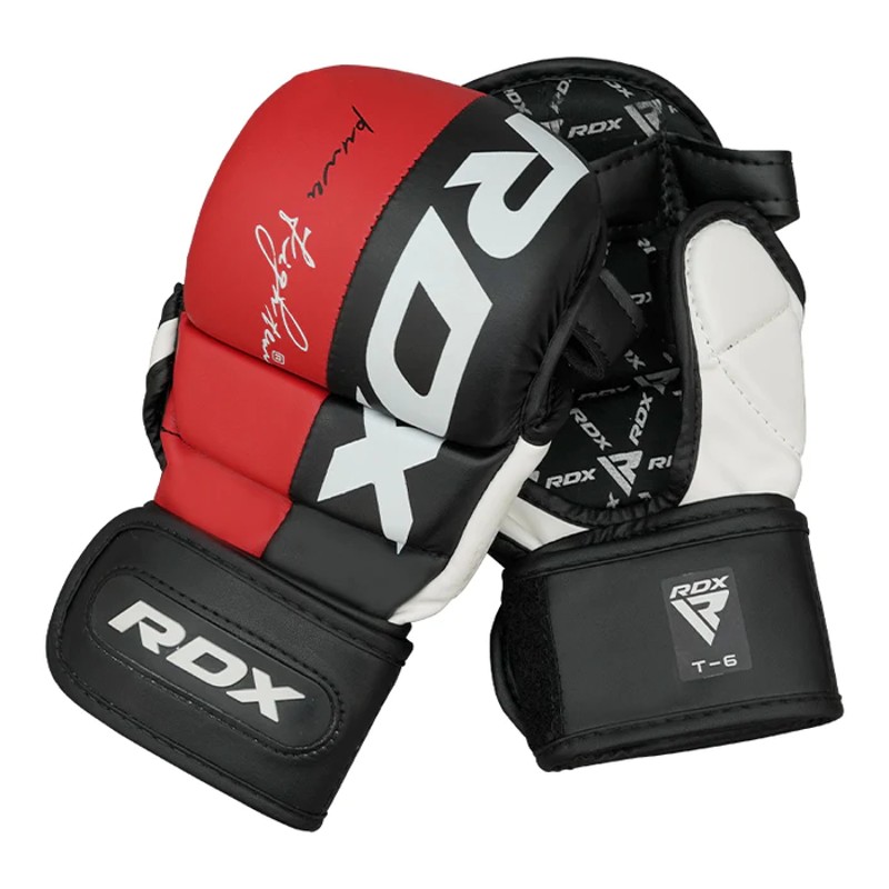 RDX Sports T6 7oz Fingerless MMA Sparring Gloves (Red)
